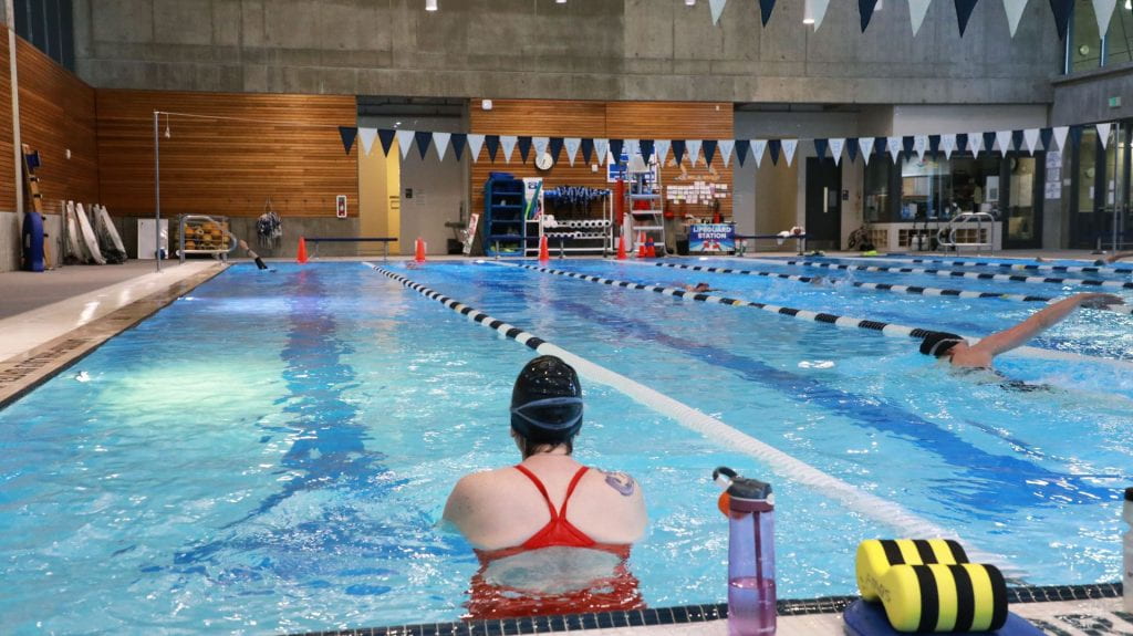  Swimmers training in the WWU Rec Center pool