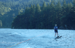 Gretchen Anderson waterskiing on Lake Whatcom